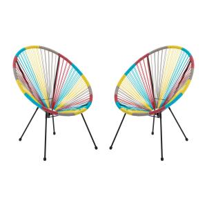 Conjunto de 2 sillas de jardín de resina trenzada - Multico…