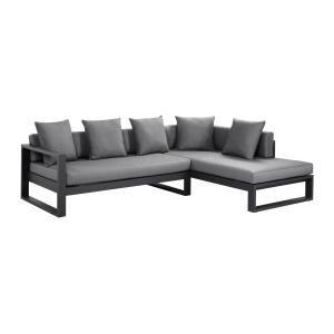 Sofá rinconera de jardín de aluminio - Antracita - MOLOKAI