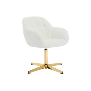 Silla de oficina de tejido rizada - blanco y dorado - LANCI…