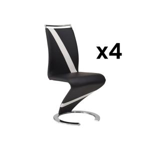 Conjunto de 4 sillas TWIZY - Piel sintética - Negro con bor…