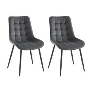 Conjunto de 2 sillas acolchadas - Terciopelo y metal negro…