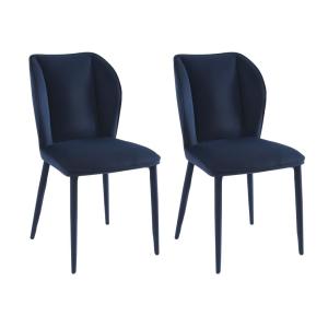 Lote de 2 sillas de terciopelo y metal - Azul noche - CARVE…