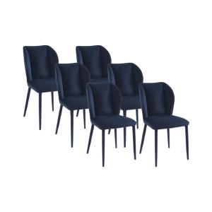 Lote de 6 sillas de terciopelo y metal - Azul noche - CARVE…