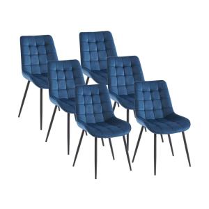 Lote de 6 sillas acolchadas - Terciopelo y metal negro - Az…