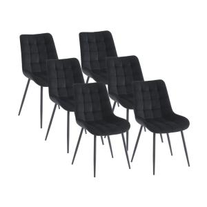 Lote de 6 sillas acolchadas - Terciopelo y metal negro - Ne…