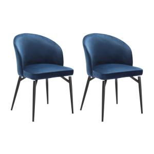 Lote de 2 sillas de terciopelo y metal negro - Azul - GILON…