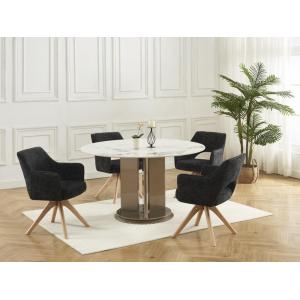 Silla giratoria con reposabrazos de tela y roble - Negro -…