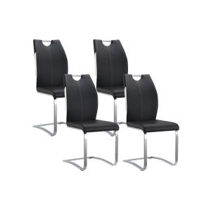 Conjunto de 4 sillas WINCH - Piel sintética negra - Patas d…