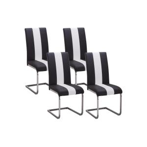 Conjunto de 4 sillas de piel sintética TRINITY - Negro y bl…