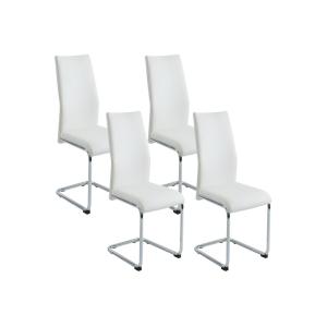 Lote de 4 sillas PAULINE - Piel sintética - Blanco