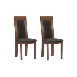 Lote de 2 sillas BELINDA - Madera de haya y tela - Color: n…