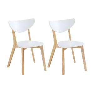 Conjunto de 2 sillas CARINE - Hevea maciza y MDF - Blanco