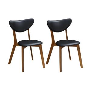 Conjunto de 2 sillas LISETTE - Hevea maciza y Piel sintétic…