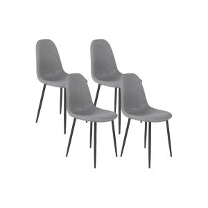 Lote de 4 sillas EFFIE - Tela - Gris - Patas de metal negro