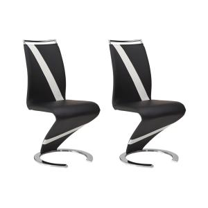 Conjunto de 2 sillas TWIZY - Piel sintética - Negro con bor…