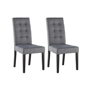 Conjunto de 2 sillas VILLOSA - Tela gris y Patas de madera…