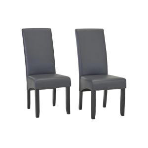 Conjunto de 2 sillas ROVIGO - Piel sintética gris mate - Pa…