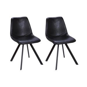 Lote de 2 sillas LUBINE - Piel sintética - negro
