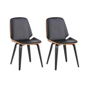 Lote de 2 sillas SANTAREM - Piel sintética - Nogal y Negro