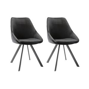 Lote de 2 sillas VIENNA - Terciopelo y metal - Negro