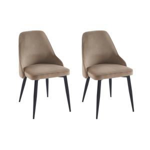 Lote de 2 sillas de terciopelo y metal negro - Beige - EZRA