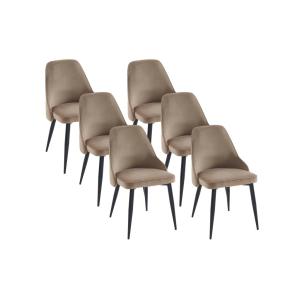 Lote de 6 sillas de terciopelo y metal negro - Beige - EZRA