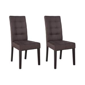 Conjunto de 2 sillas VILLOSA - Tela marrón y Patas de mader…