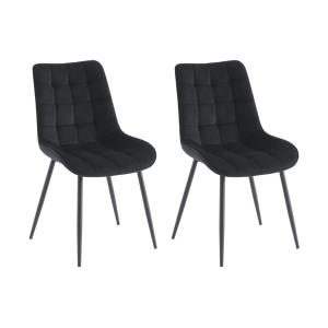 Lote de 2 sillas acolchadas - Terciopelo y metal negro - Ne…