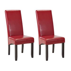 Conjunto de 2 sillas ROVIGO - Piel sintética rojo brillante…