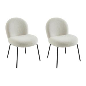 Conjunto de 2 sillas de terciopelo y metal negro - Crema -…