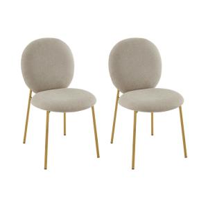 Conjunto de 2 sillas de tela y metal dorado - Beige - ASTRE…