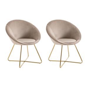 Lote de 2 sillas de terciopelo y metal dorado - Beige - BUR…