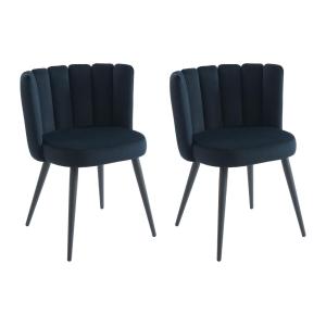Conjunto de 2 sillas de terciopelo y metal - Negro - PRANIL…