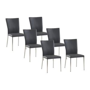 Lote de 6 sillas TALICIA - Piel sintética y acero pulido -…