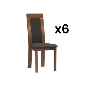 Lote de 6 sillas BELINDA - Madera de haya y tela - Color: n…