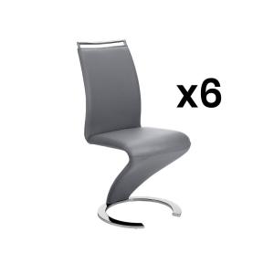 Conjunto de 6 sillas TWIZY - Pile sintética gris