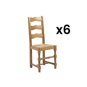 Conjunto de 6 sillas SEGUIN - Haya maciza y asiento de paja…