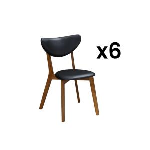 Conjunto de 6 sillas LISETTE - Hevea maciza y Piel sintétic…