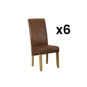 Conjunto de 6 sillas SANTOS - Microfibra con aspecto piel e…