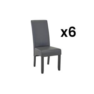 Conjunto de 6 sillas ROVIGO - Piel sintética gris mate - Pa…