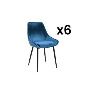 Lote de 6 sillas MASURIE - Terciopelo - Azul oscuro