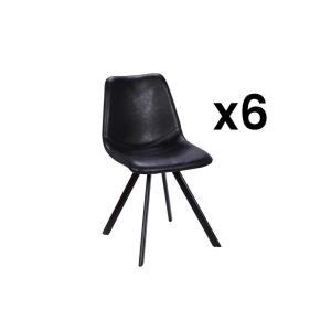 Lote de 6 sillas LUBINE - Piel sintética - negro