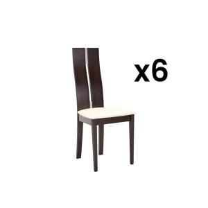 Conjunto de 6 sillas SALENA - Haya maciza - Color wengué