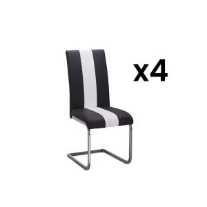 Conjunto de 4 sillas de piel sintética TRINITY - Negro y bl…