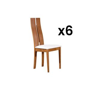 Conjunto de 6 sillas SALENA - Haya maciza - Color roble