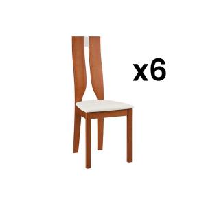 Conjunto de 6 sillas SILVIA - Haya maciza color cerezo - Ve…