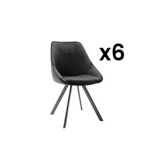 Lote de 6 sillas VIENNA - Terciopelo y metal - Negro