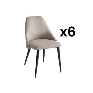 Juego de 6 sillas EZRA - Tela y metal - Crema
