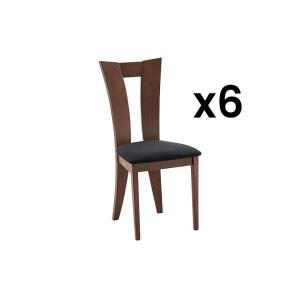 Juego de 6 sillas TIFFANY - Haya maciza - Color: nogal y ex…