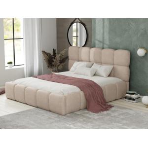 Cama arcón - 160 x 200 cm - Tela bouclette - Beige - DAMADO